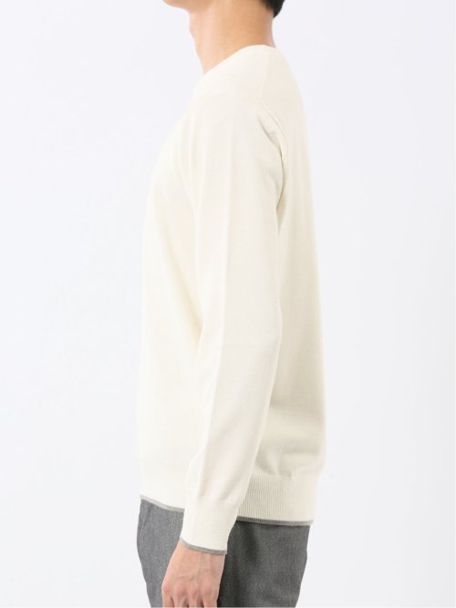 ウォッシャブル ウール混 クルーネックニット