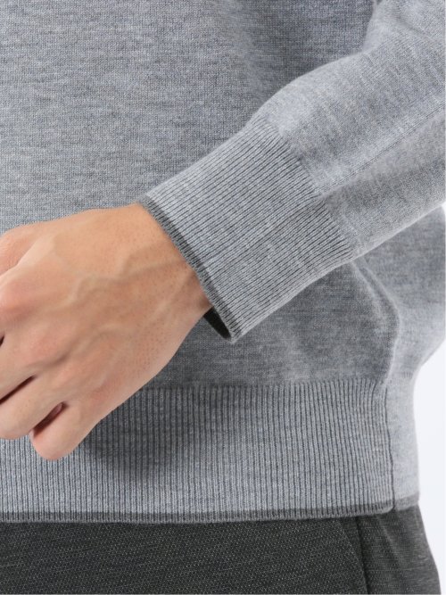 ウォッシャブル ウール混 クルーネックニット