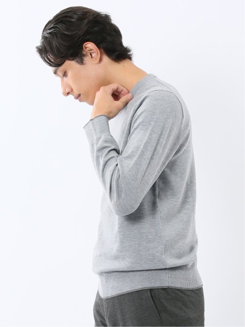 ウォッシャブル ウール混 クルーネックニット