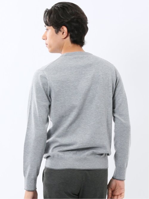 ウォッシャブル ウール混 クルーネックニット