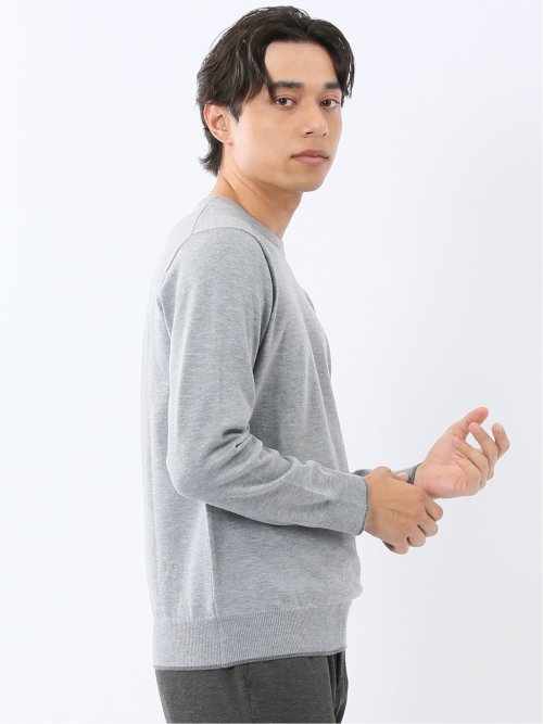 ウォッシャブル ウール混 クルーネックニット