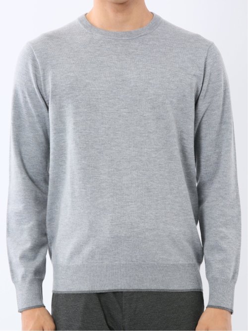 ウォッシャブル ウール混 クルーネックニット