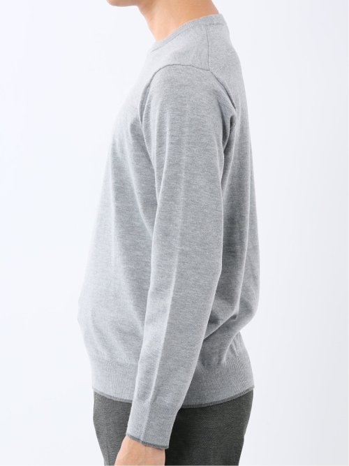 ウォッシャブル ウール混 クルーネックニット