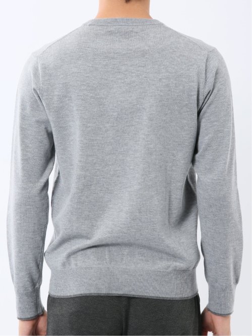 ウォッシャブル ウール混 クルーネックニット