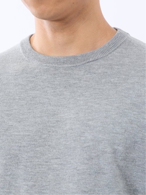 ウォッシャブル ウール混 クルーネックニット