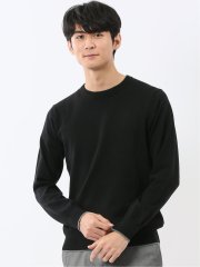 ウォッシャブル ウール混 クルーネックニット