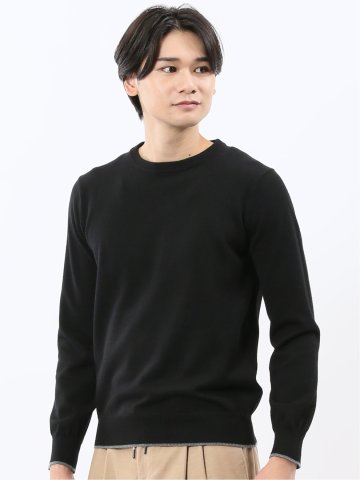 ウォッシャブル ウール混 クルーネックニット