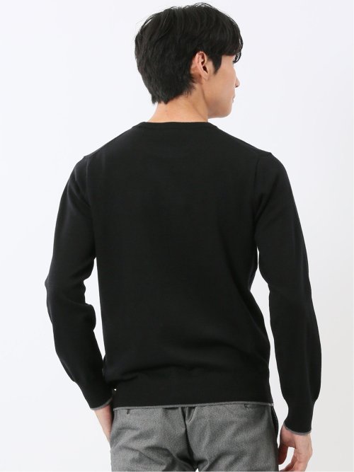 ウォッシャブル ウール混 クルーネックニット