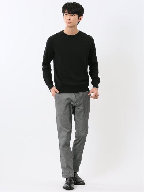 ウォッシャブル ウール混 クルーネックニット