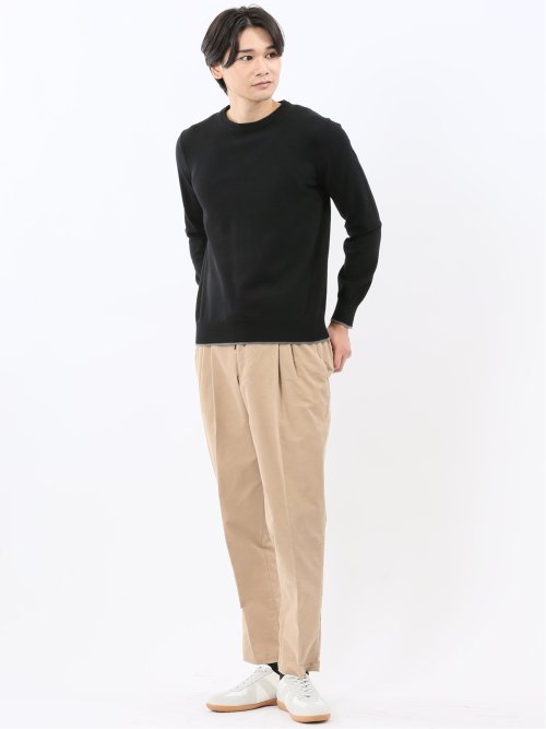 ウォッシャブル ウール混 クルーネックニット