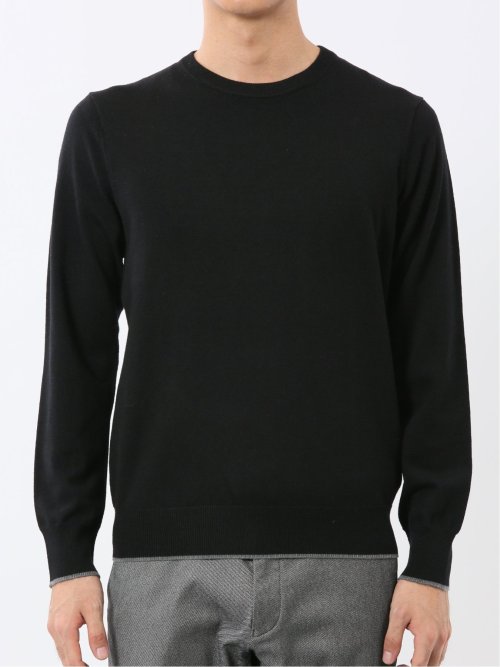 ウォッシャブル ウール混 クルーネックニット