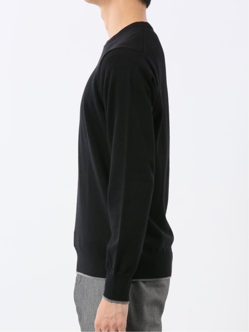 ウォッシャブル ウール混 クルーネックニット