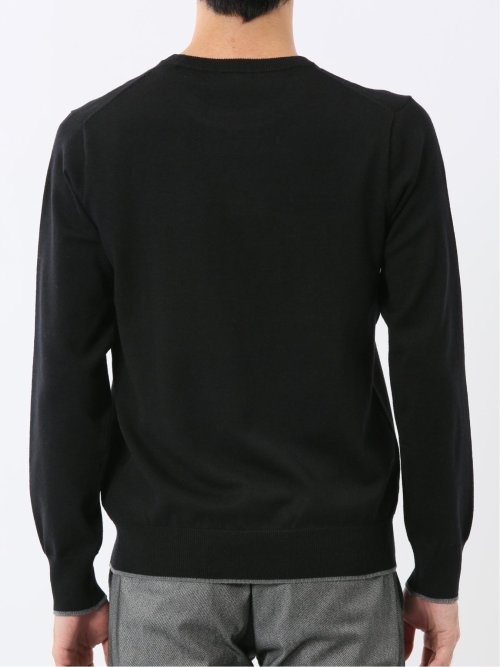 ウォッシャブル ウール混 クルーネックニット