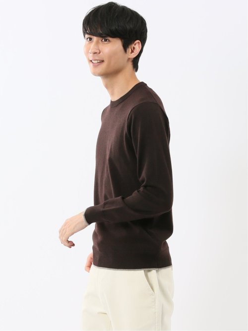 ウォッシャブル ウール混 クルーネックニット