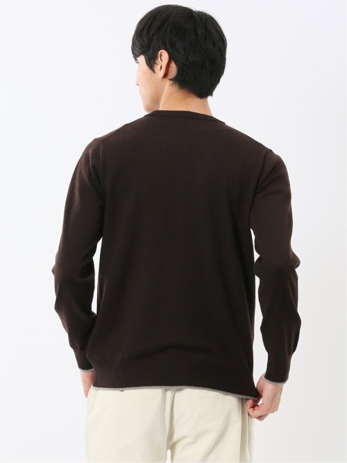 ウォッシャブル ウール混 クルーネックニット