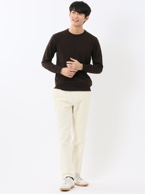 ウォッシャブル ウール混 クルーネックニット