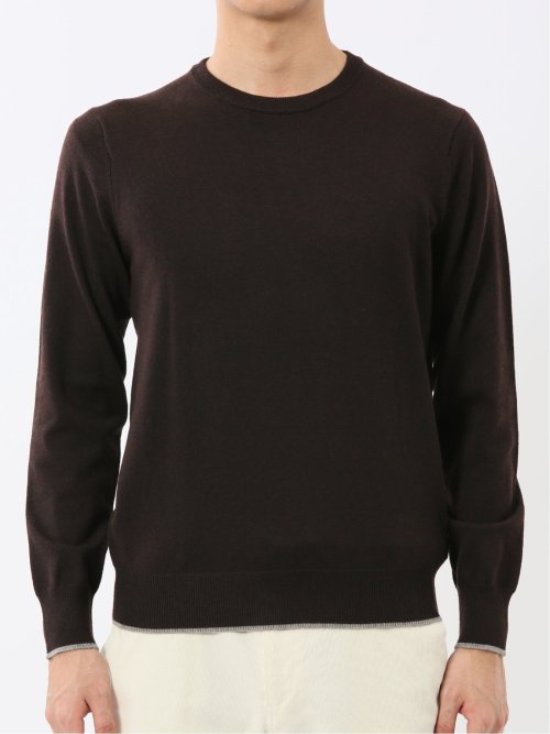 ウォッシャブル ウール混 クルーネックニット