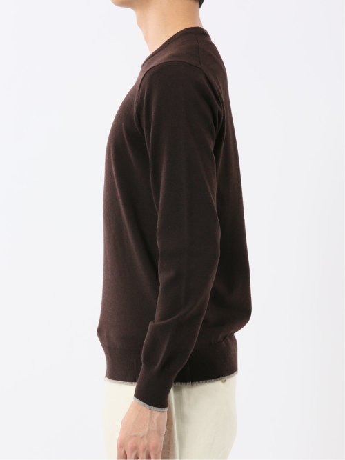 ウォッシャブル ウール混 クルーネックニット