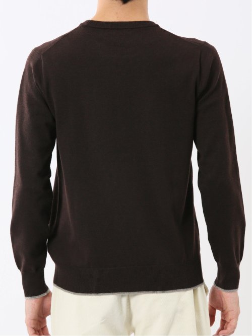 ウォッシャブル ウール混 クルーネックニット