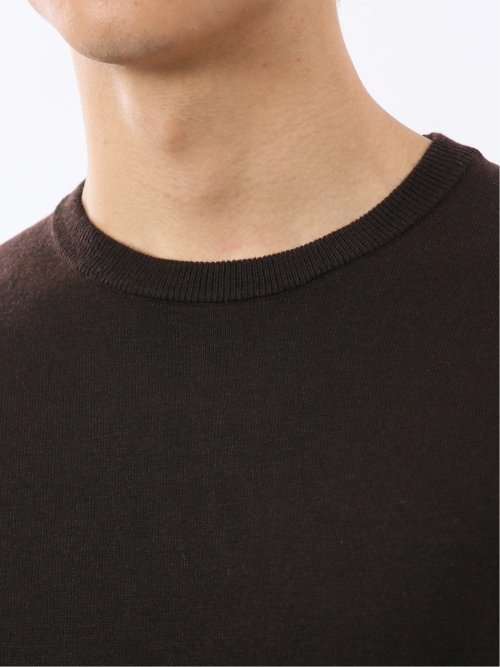 ウォッシャブル ウール混 クルーネックニット