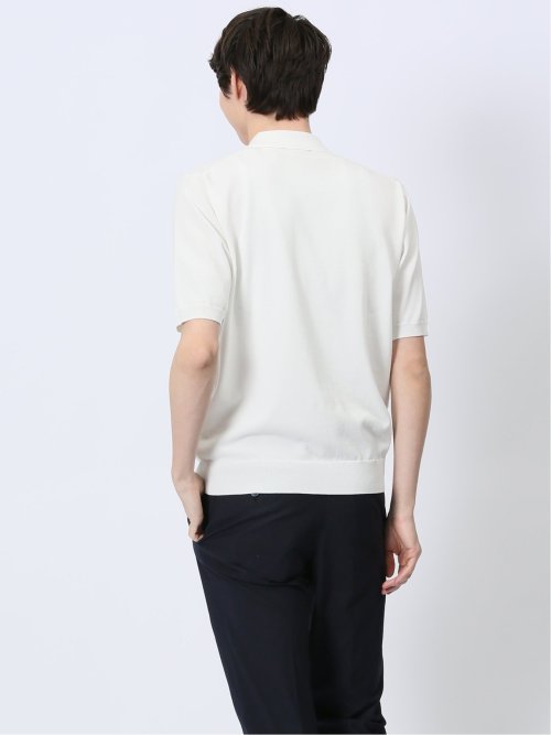 ウォッシャブル 綿混ニット ポロシャツ