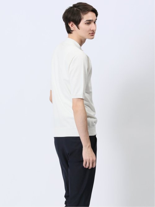 ウォッシャブル 綿混ニット ポロシャツ