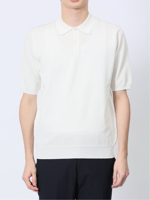 ウォッシャブル 綿混ニット ポロシャツ