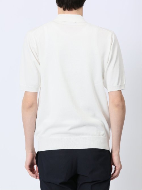 ウォッシャブル 綿混ニット ポロシャツ