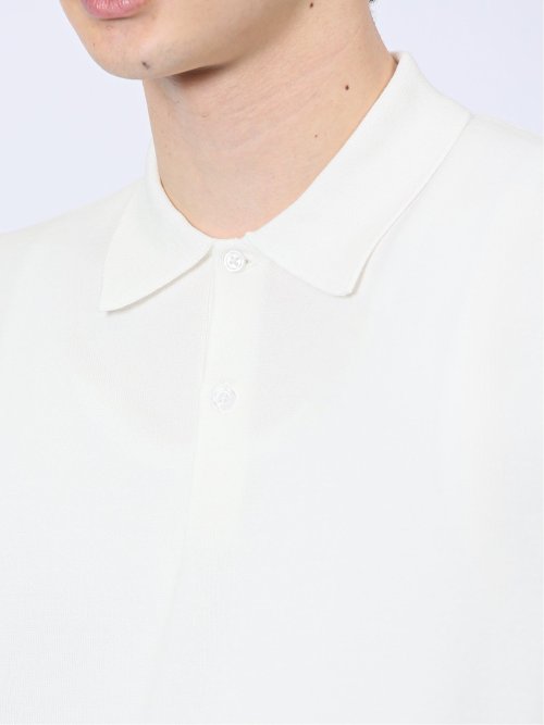 ウォッシャブル 綿混ニット ポロシャツ