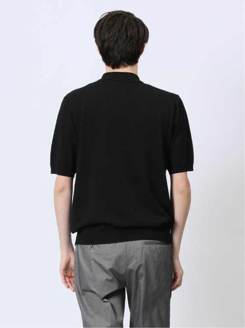 ウォッシャブル 綿混ニット ポロシャツ