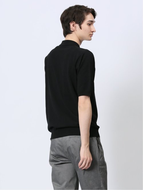 ウォッシャブル 綿混ニット ポロシャツ