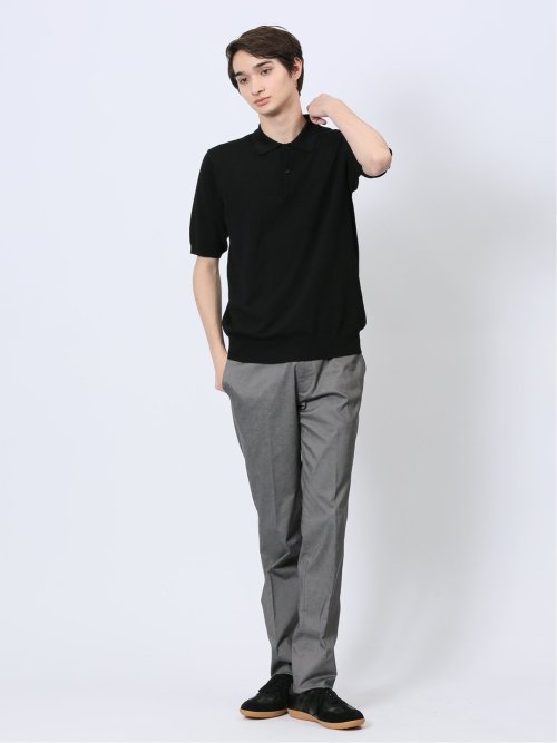 ウォッシャブル 綿混ニット ポロシャツ