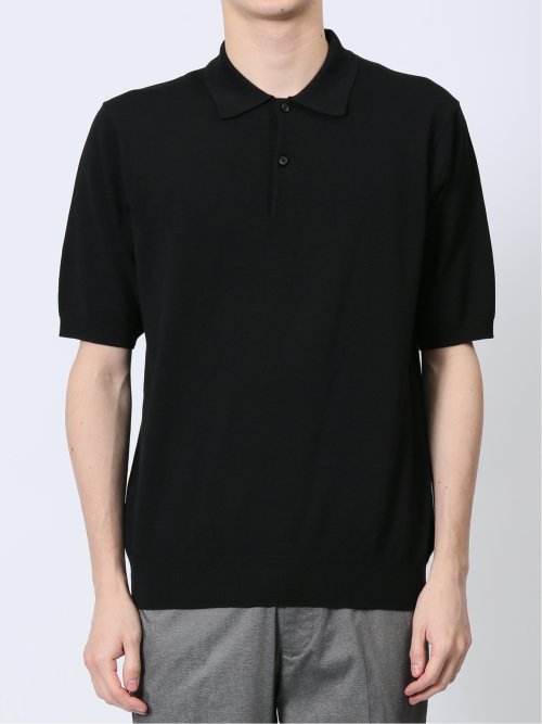 ウォッシャブル 綿混ニット ポロシャツ