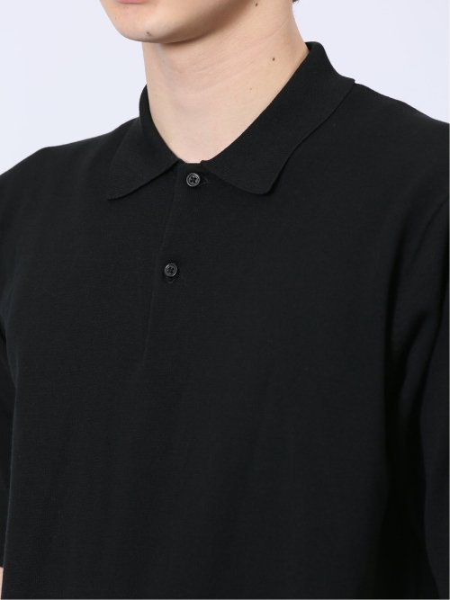 ウォッシャブル 綿混ニット ポロシャツ