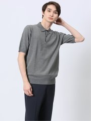 ウォッシャブル 綿混ニット ポロシャツ