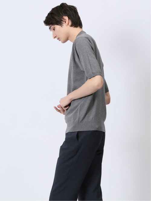 ウォッシャブル 綿混ニット ポロシャツ