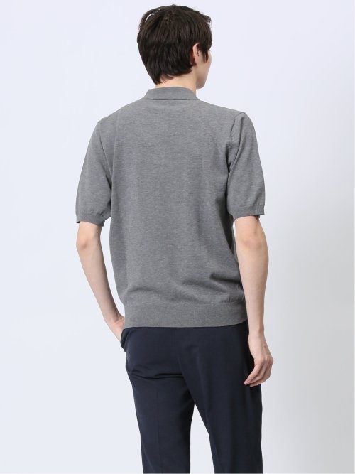 ウォッシャブル 綿混ニット ポロシャツ