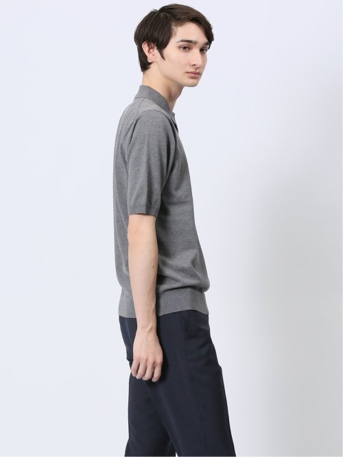 ウォッシャブル 綿混ニット ポロシャツ