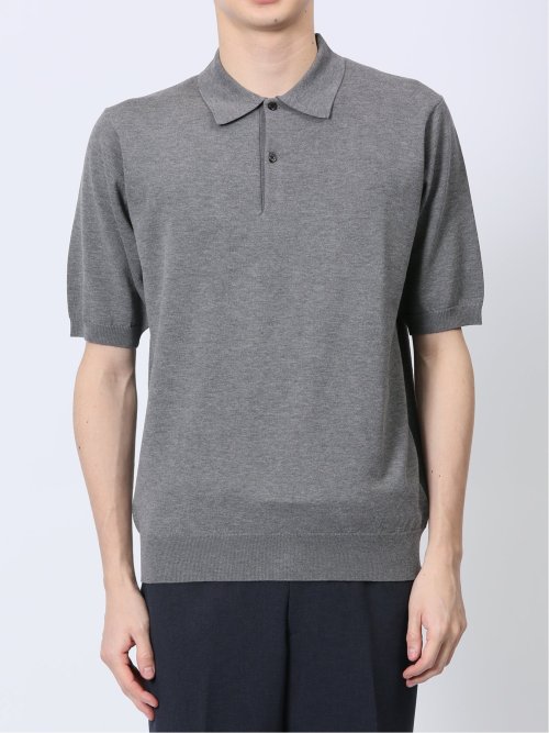 ウォッシャブル 綿混ニット ポロシャツ