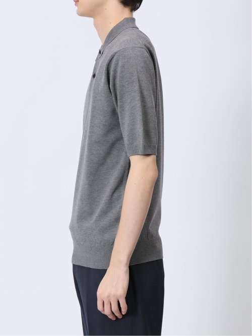 ウォッシャブル 綿混ニット ポロシャツ