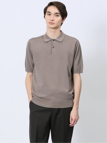 ウォッシャブル 綿混ニット ポロシャツ