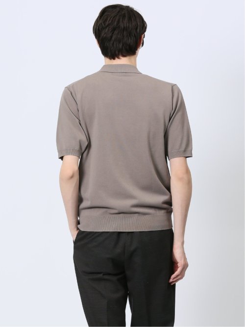 ウォッシャブル 綿混ニット ポロシャツ