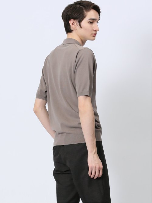 ウォッシャブル 綿混ニット ポロシャツ