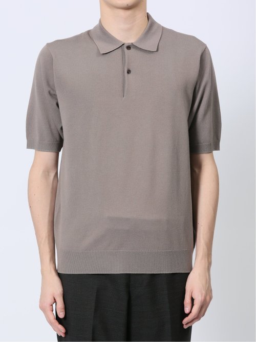 ウォッシャブル 綿混ニット ポロシャツ