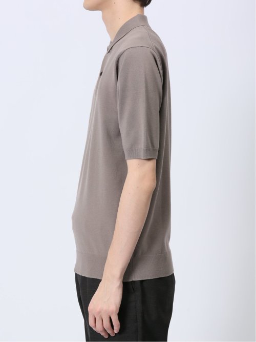 ウォッシャブル 綿混ニット ポロシャツ