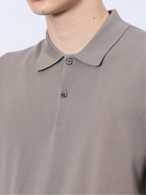 ウォッシャブル 綿混ニット ポロシャツ