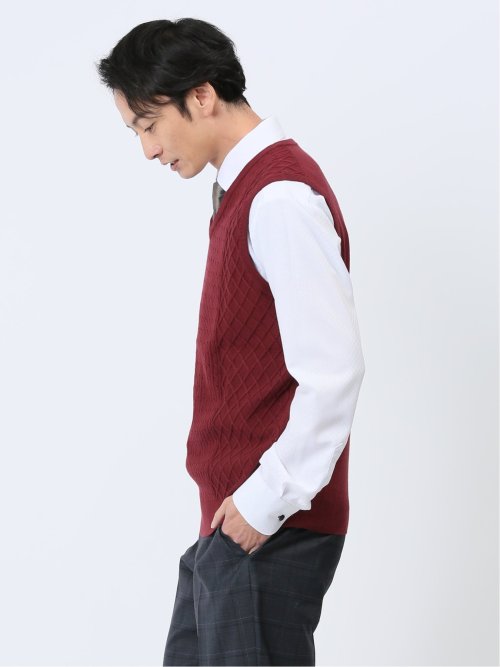 ふわもち アラン柄 プルベスト