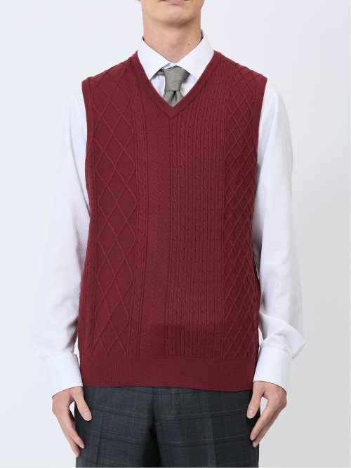 ふわもち アラン柄 プルベスト