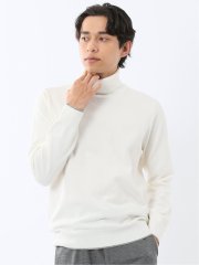 ウォッシャブル ウール混 タートルネックニット
