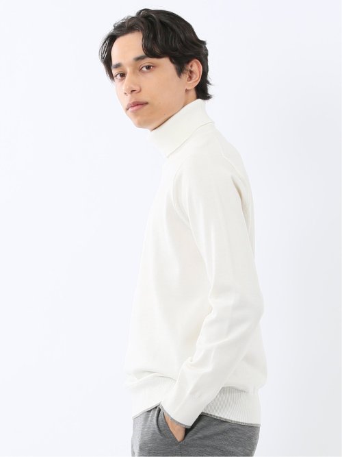 ウォッシャブル ウール混 タートルネックニット